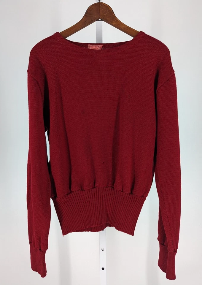 Suéter Dehen Knitting Co Worsted Lana Rojo De Colección Años 20 30 Rockabilly Atlético 40" Foto 1 de 4