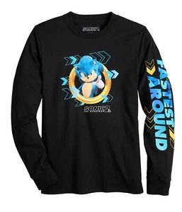 NWT Sonic The Hedgehog 2 Boy’s Graphic Long Sleeve Tee, Black, XL(18/20) - Picture 1 of 2