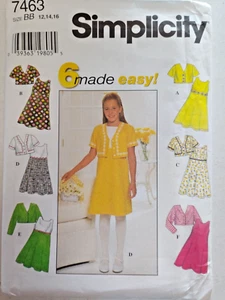 Dress Jacket Cropped Girls 12 14 16 Simplicity 7463 Sewing Pattern Easy Outfit - Picture 1 of 8