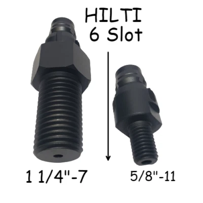 Set Hilti Core Drill Bit Adapters - 6 slot to 1-1/4"-7 or 5/8"-11 bit Threads