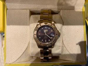 Invitca Pro Diver Gold Watch 18K Gold Plated Automatic Brown / Black Dial 15847 - Picture 1 of 16