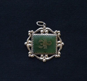 USSR Vintage Original Soviet Pendant Silver 875 with Nephrite - Picture 1 of 3
