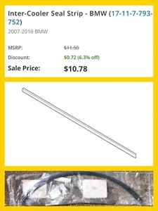 BMW Intercooler Gasket 17117793752 Genuine OEM Seal NEW! Fast Shipping! 6+% OFF! - Picture 1 of 15