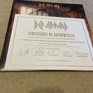 DEF LEPPARD DRASTIC SYMPHONIES LP VINYL PICTURE DISC AUTOGRAPHED SIGNED COA - Picture 1 of 5