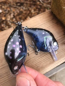 Custom Painted Crankbait S-crankbait Jr 1.2 Colorshift NIGHT CAMO Trapper Hooks - Picture 1 of 5