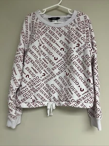 Guess Kids Girls L (14) Allover Print Long Sleeve Cropped Tie Front Sweatshirt - Picture 1 of 3