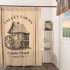 VHC Brands Valley Farms Farmhouse Mill Shower Curtain 72X72 - Picture 1 of 12
