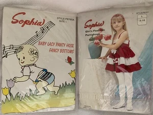2 PAIR SOPHIA Girls Fashion Pantyhose White - Size Large 7-10 - Picture 1 of 5