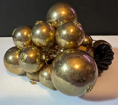 VINTAGE MACRAME/ROPE 11 GOLD BAUBLES VICTORIA HAYMAN STATEMENT RUNWAY BRACELET - Image 1 of 4