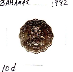 BAHAMAS 10 CENTS 1982 Bonefish COIN as pictured KM61 - Picture 1 of 8