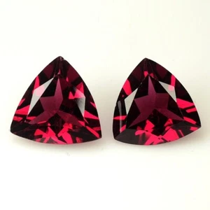 3.400 Cts & 8 mm _ Purple Pink Natural Rhodolite Garnet Trillion 2pc's Gemstones - Picture 1 of 10