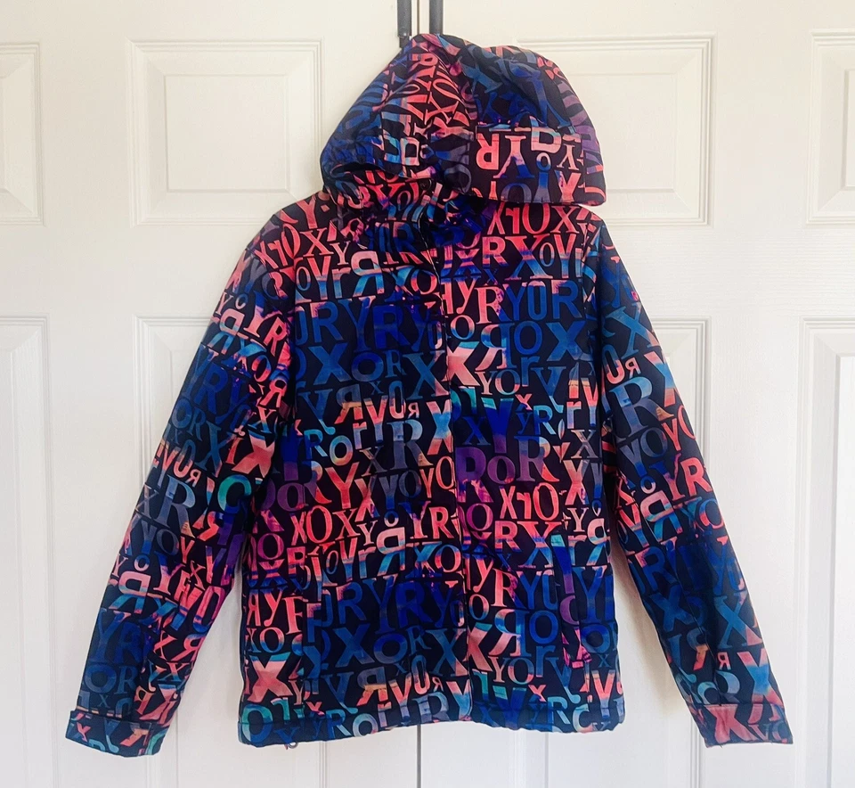 ROXY Niñas 10K Impermeable Logo DryFlight Capucha Esquí Nieve CHAQUETA SNOWBOARD talla 14 Foto 1 de 3