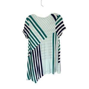 NWT Anthropologie Little Yellow Button Green Striped Short Sleeve T-Shirt Medium - Picture 1 of 15