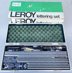 Vintage Keuffel and Esser Leroy Lettering Set Kit Disegno K&E K+E - Foto 1 di 12