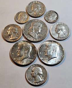 (9 FV $2,70) 1963 D Franklin Roosevelt Washington & Kennedy mitades 40% plata (B4) - Imagen 1 de 2