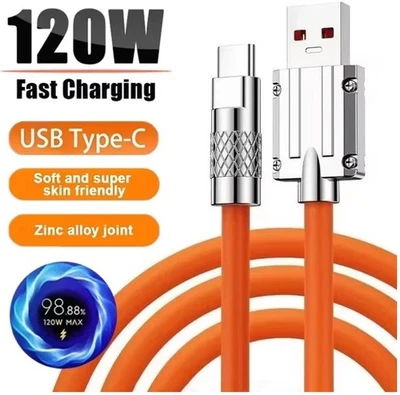 120W USB-C Fast Charging Cable – Heavy-Duty Liquid Silicone, USB 2.0 Data, Smart - Image 1 of 4