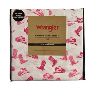 Juego completo de sábanas Wrangler rosa caliente vaquera botas de vaquero sombrero country occidental 6 piezas - Imagen 1 de 8