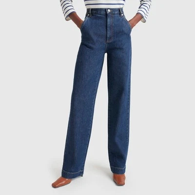 Jeans jeans A.P.C x Goop Skye cintura alta perna reta azul índigo tamanho 26 - Imagem 1 de 4