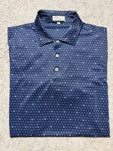 Peter Millar Summer Comfort Polo Shirt Mens Medium Blue Skull Print SBCC Golf - Picture 1 of 11