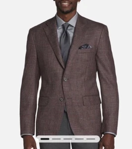Oscar De La Renta Mens Brown Houndstooth Plaid Blazer Sport Coat Size 46R (SU) - Picture 1 of 7