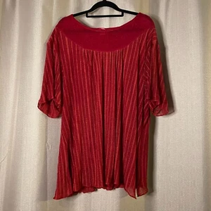 G & H Top Red Womens Plus Size XXL Sheer Short Sleeve Flowy Summer Formal Party - Picture 1 of 11
