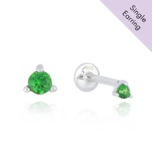 A&S Ear Styling Collection 14ct White Gold 2mm Tsavorite Single Stud Earring - Picture 1 of 1