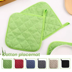 2Pcs Cotton Hot Pot Holder Pad Oven Cooking Baking Mitts Non-Slip Heat Resistant - Picture 1 of 24