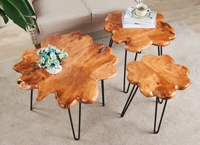 Rustic Live Edge Coffee Table, Unique Wood Side Table, Live Edge Furniture - Image 1 of 4