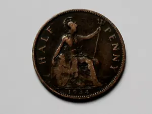1934 UK (British) George V Coin - Half Penny (1/2d) - LOW MINTAGE - KEY DATE - Bild 1 von 2