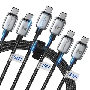 Braided USB C Type-C Fast Charging Data SYNC Charger Cable Cord 3/6/10FT 100W - Picture 1 of 8