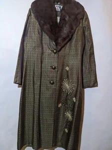Vera Cristina Silk Jacquard Embroidery Art Deco Evening Coat $299 LARGE NWT - Picture 1 of 7