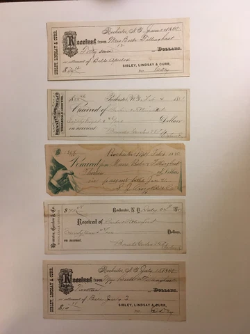 ( 5 ITEMS ) ROCHESTER NEW YORK SIBLEY BREWSTER BANK CHECK RECEIPT DRAFT Cover