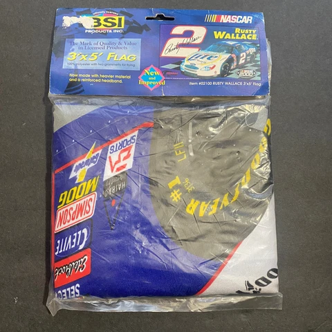 Vtg BSI RUSTY WALLACE 2 3x5 FLAG 2000 Y2K NASCAR Cover
