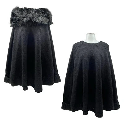 MICHAEL KORS Mujer S M Suéter Capa Extraíble Imitación Piel Cuello Gran Tamaño NEGRO   Foto 1 de 4