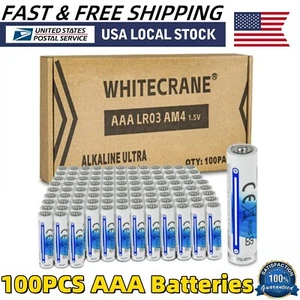 Paquete de 100 pilas alcalinas AAA de larga duración WHITECRANE 1,5 V frescas duraderas - Imagen 1 de 6