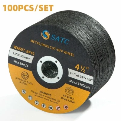 115MM Grinder Metal Cutting Wheel Discs, 100x 4-1/2in Reinforced Cut-Off Wheels - Image 1 of 4