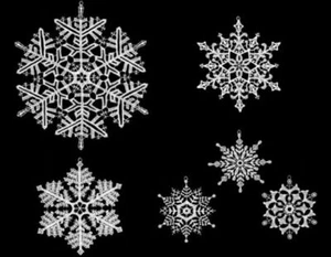 Large White Snowflakes German Lace Christmas Tree Ornaments Set of 6 Decorations - Picture 1 of 1