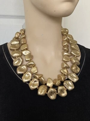 Collar Pepita Vintage Saks Fifth 5th Avenue Grande Grueso Tono Dorado Años 80 90 Foto 1 de 4