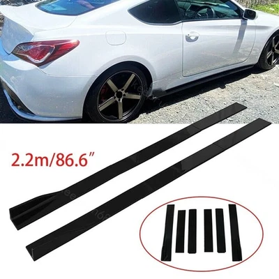 86.6" Side Skirts Rocker Panel Splitter Gloss Black For Hyundai Elantra Genesis Foto 1 de 4