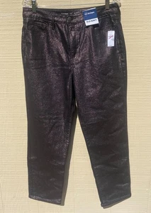Old Navy HIGH RISE SCHWARZ GLANZ JEANS KNÖCHELHOSE OG GERADE GR. 12 ~NEU MIT ETIKETT~ - Bild 1 von 5