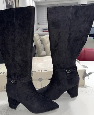 Nuevas botas Anne Klein Brenice para mujer talla 9,5 negras gamuza hasta la rodilla caja dañada Foto 1 de 4