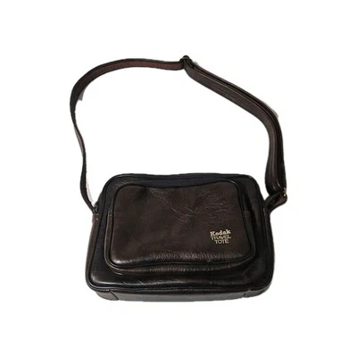 Vtg Kodak Movie Tote Brown Faux Leather Zip Pockets Travel Carry Case/Bag - Image 1 of 4