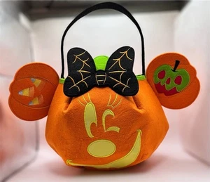 Disney Store Halloween Minnie Mouse Fabric Pumpkin Trick Or Treat Basket Bucket - Picture 1 of 7