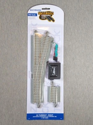 Bachmann E-Z Track HO #4 RH Turnout w/ Nickel Silver Rails & Concrete Ties 44758 - Image 1 of 3