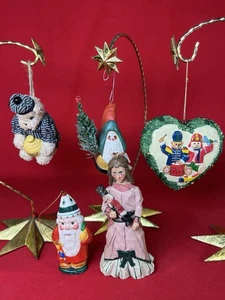 Lot of 5 Vintage 1990s Christmas Ornaments – 3 House of Hatten – Handcrafted  - Picture 1 of 17