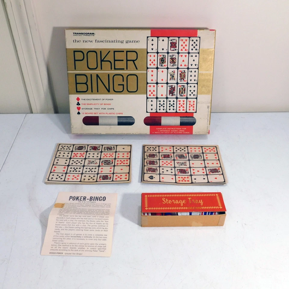 Vintage 1966 Transogram Poker Bingo Game Complete In Box With Chips - Image 1 of 4