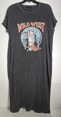 Vestido Camiseta Zutter Wild West Para Mujer Talla M/L Gris Abertura Lateral Hecho en EE. UU. Algodón Foto 1 de 4
