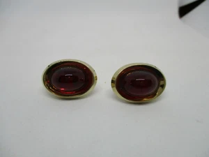 Mens Vintage Cufflinks Cuff Links Anson USA CAB RUBY Gold Tone - Picture 1 of 4