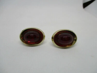Mens Vintage Cufflinks Cuff Links Anson USA CAB RUBY  Gold Tone - Image 1 of 4