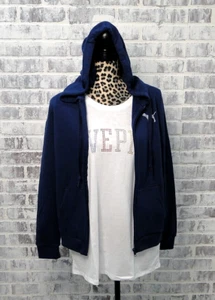 Victoria Secret Campus GLITTER Full ZIP HOODIE & Love Pink SHIRT Medium Navy - Picture 1 of 5